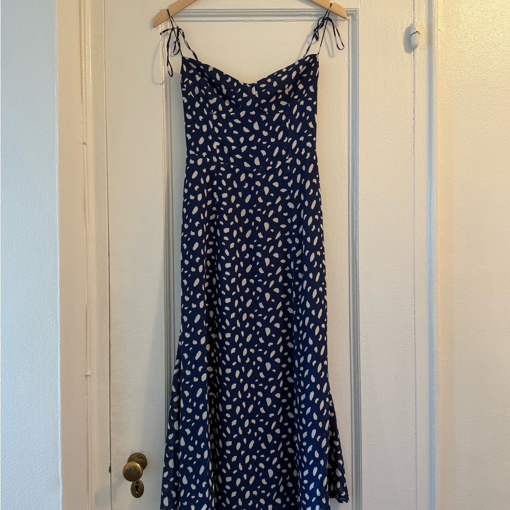 Reformation Navy and White Maxi Dress